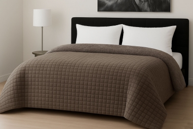 Κουβερτοπάπλωμα Flannel Comfort King 260x240εκ. Rib Cut Mocca Le Blanc 7005226-4