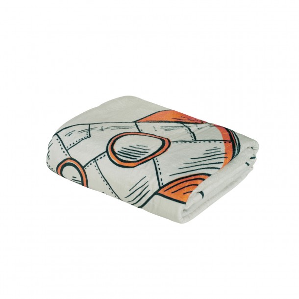 Κουβέρτα Fleece Κούνιας 110x150εκ. Baby Fun 4912 Μπλε-Γκρι-Πορτοκαλί Das Baby
