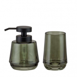Σετ Ντισπένσερ Με Ποτηροθήκη Γυάλινο 380ml Mood Green Sealskin 800052