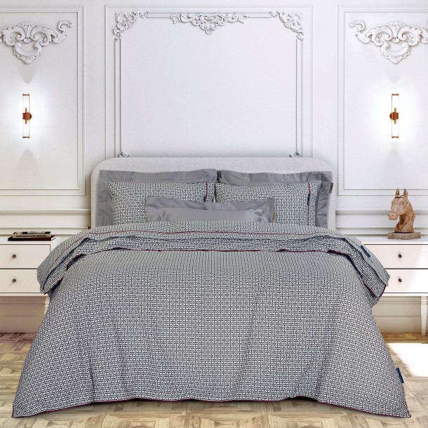 Σετ Σεντόνια Polycotton Υπέρδιπλα 240x260εκ. Essential 2213 Γκρι-Μαύρο Greenwich Polo Club