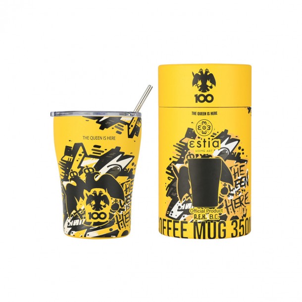 Θερμός-Ποτήρι Ανοξείδωτο Coffee Mug ΑΕΚ BC Edition The Queen Is Here 350ml-9x13εκ. Estia 00-27261