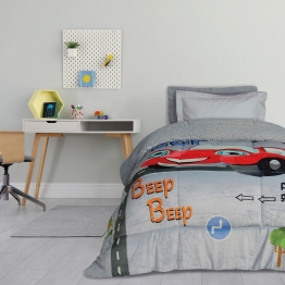 Κουβερτοπάπλωμα Fleece-Sherpa Μονό 160x220εκ. Kid 4923 Γκρι-Κόκκινο Das Kids