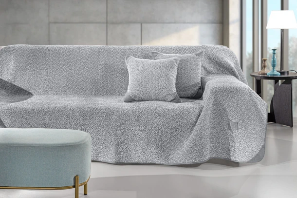 Ριχτάρι Τριθέσιος 170x300εκ. Ζακάρ Polyester Lama Silver Guy Laroche