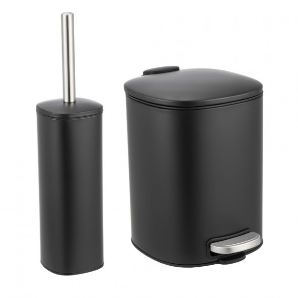 Σετ Καλάθι Απορριμμάτων Οβάλ 5L Μεταλλικό Soft CLose Με Πιγκάλ Μαύρο MRShome DS-911800S