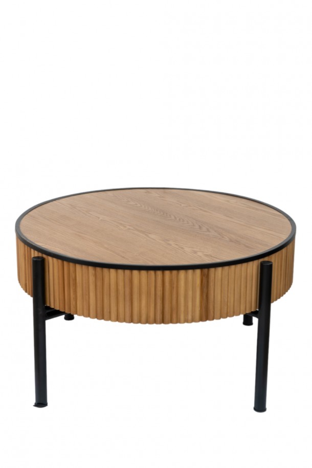 Τραπεζάκι Στρογγυλό Ξύλινο-Μεταλλικό Μαύρο-Καφέ 80x44εκ. Zen Collection 24.15.50071