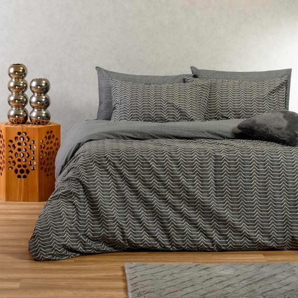 Σετ Σεντόνια Βαμβακερά Υπέρδιπλα Με Λάστιχο 160x200+32εκ. Paris Anthracite Ultra Line Melinen 20005484