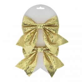 Διακοσμητικός Φιόγκος Σετ 2τμχ Με Πούλιες Χρυσός 14x14εκ. iliadis 74901