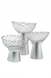 Σετ 3τμχ Διακοσμητικό Επιτραπέζιο-Φρουτιέρα Μεταλλικό Ασημί 20x35εκ./25x30εκ./30x25εκ. Zen Collection 24.4.49460