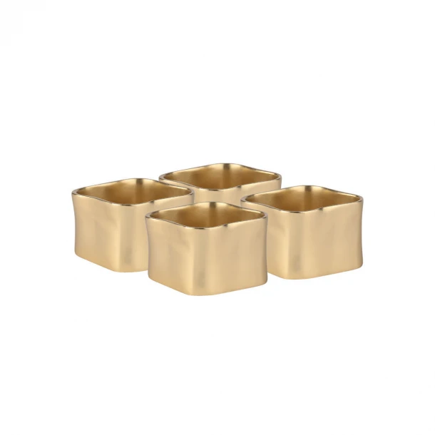 Δαχτυλίδι Πετσέτας Σετ 4τμχ Κρίκος Μεταλλικό Χρυσό 4,5x3εκ. Estia 07-36874