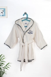 Μπουρνούζι Παιδικό Με Κουκούλα Βαμβακερό Aviator 185 Ecru-Grey Size 02 DimCol