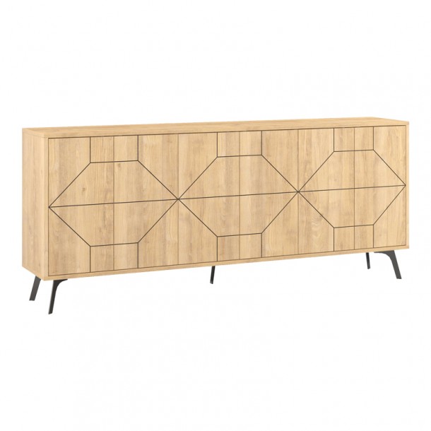 Μπουφές Dune pakoworld σε φυσική απόχρωση 181x35x77.4εκ