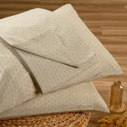 Σετ Σεντόνι Με 2 Μαξιλαροθήκες Polycotton King Με Λάστιχο 180x200+32εκ. Layla Beige Casual Line Mini Melinen 20004857