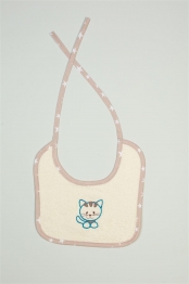 Σαλιάρα Βαμβακερή Με Κέντημα Kitty 138 25x25εκ. Εκρού DimCol