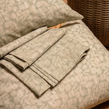 Σετ Σεντόνι Με 2 Μαξιλαροθήκες Polycotton King Με Λάστιχο 180x200+32εκ. Wang Olive Casual Line Mini Melinen 20004362
