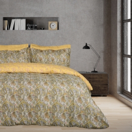 Σετ Παπλωματοθήκη Βαμβακερή Υπέρδιπλη 220x240εκ. Happy 9651 Ιβουάρ-Ώχρα-Taupe Das Home