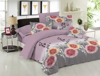 Σετ Σεντόνια Υπέρδιπλα Με Λάστιχο 160x200+30εκ. Le Blanc Chrysanthemum Lilac 7010275-15F