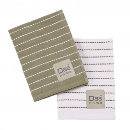 Ποτηρόπανο Σετ 2τμχ Βαμβακερό 30x50εκ. Kitchen 0822 Green-White Das Home