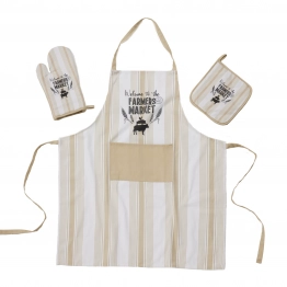 Σετ Κουζίνας 3τμχ Βαμβακερό Kitchen 0864 Ecru Das Home