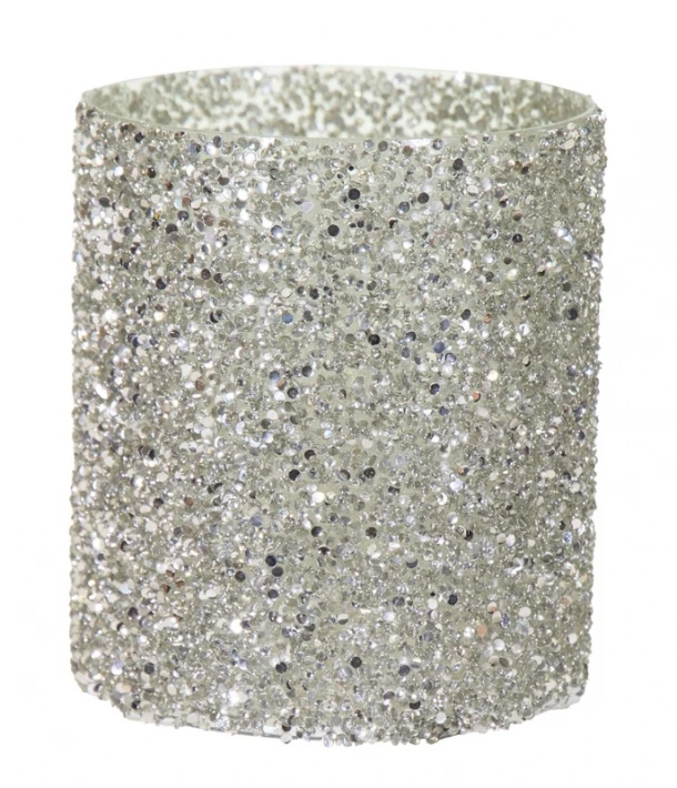 Κηροπήγιο Γυάλινο 13,5x15εκ. Strass Silver Art Et Lumiere 30548