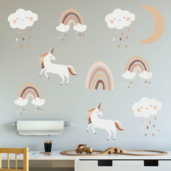 Αυτοκόλλητα Τοίχου Boho Rainbow Unicorn 54x86εκ. Sipo SIP-WS63048