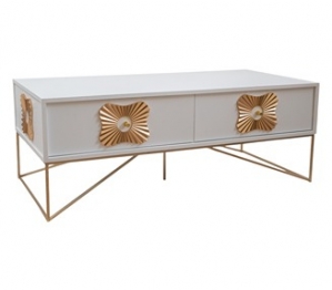 Τραπεζάκι Σαλονιού Mdf Λευκό-Χρυσό 120x60x45εκ. Zen Collection 24.39.51295