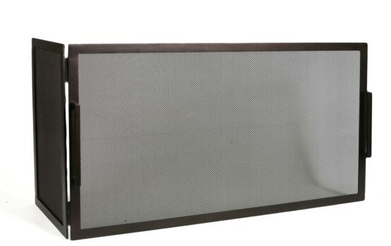 Παραβάν Τζακιού Σιδερένιο Μασίφ Με 1 Πλαινό 90x50+30εκ. Black