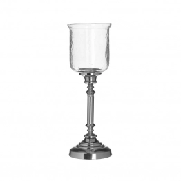 Κηροπήγιο Μεταλλικό-Γυάλινο Ασημί inart 10x30εκ. 3-70-803-0080