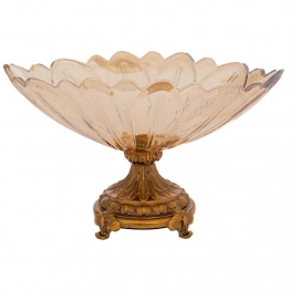 Διακοσμητικό Μπωλ Με Πόδι Γυάλινο-Μεταλλικό Μελί-Χρυσό iliadis 30x16x18εκ. 91676