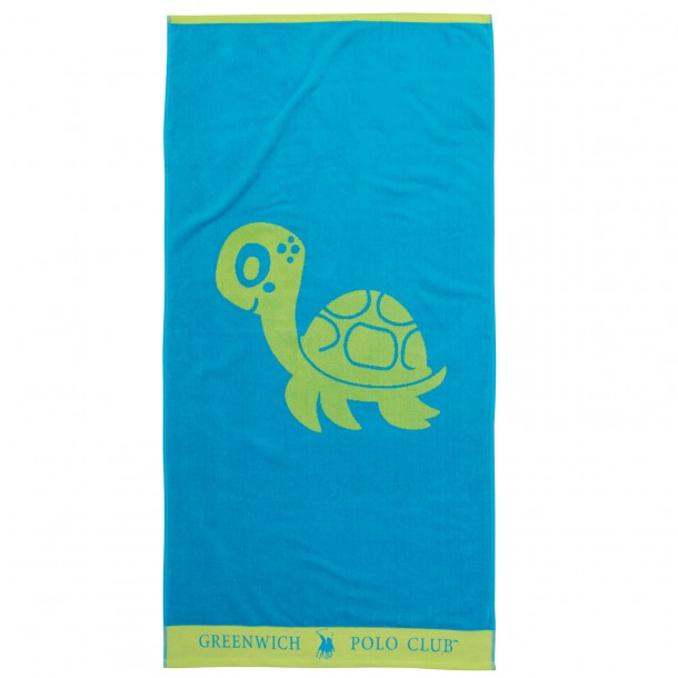 Πετσέτα Θαλάσσης Βαμβακερή 70x140εκ. Beach Towel 3763 Μπλε-Πράσινο Greenwich Polo Club Junior