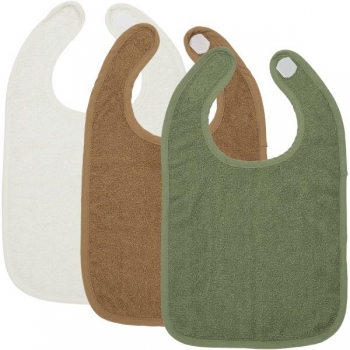 Σαλιάρες Σετ 3τμχ Βαμβακερές Offwhite-Forest Green-Toffee Meyco MEY-611371