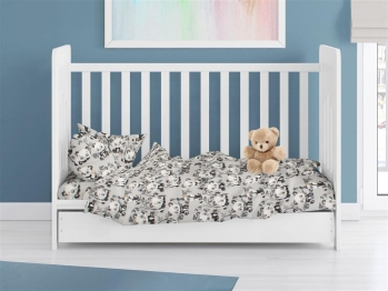Πάπλωμα Φανελένιο Κούνιας 120x160εκ. Panda Bear 96 Grey DimCol