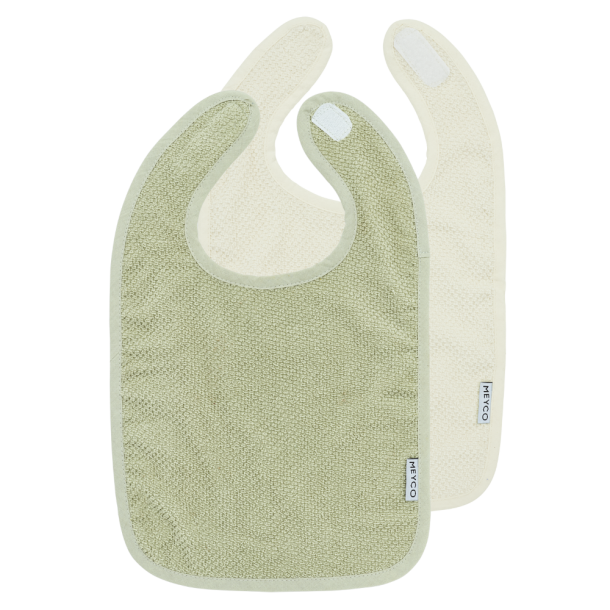 Σαλιάρες Σετ 2τμχ Βαμβακερές Popcorn Natural-Soft Olive Meyco MEY-241.205.CM.01.M2