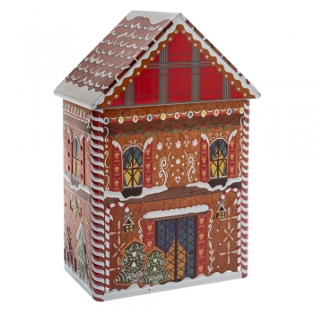Χριστουγεννιάτικο Κουτί Μεταλλικό Σπίτι Gingerbread Καφέ 14,5x21,5x9εκ. iliadis 88275