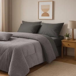 Κουβερτοπάπλωμα Fleece-Sherpa Υπέρδιπλο 220x240εκ. Blankets 1365 Grey Das Home