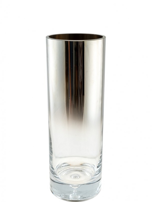 Βάζο Χειροποίητο Φυσητό Γυαλί Ασημί-Διάφανο 12x35εκ. Zen Collection 25.43.52151