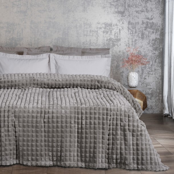 Κουβέρτα Fleece Υπέρδιπλη 220x240εκ. Blankets 1359 Γκρι Das Home