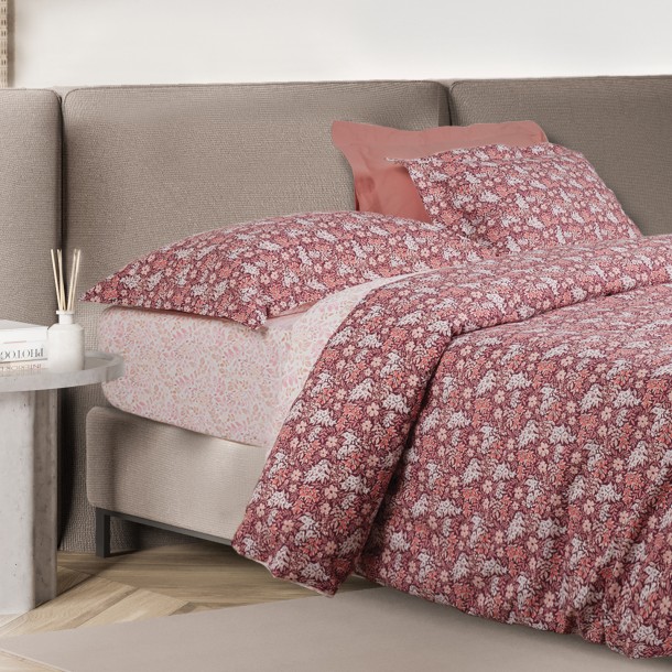 Σετ Παπλωματοθήκη Polycotton Υπέρδιπλη 220x240εκ. Casual 5433 Bordeaux-Nude Das Home