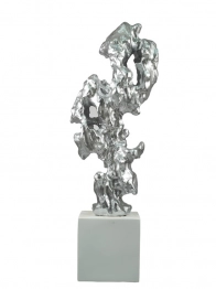 Διακοσμητικό Επιτραπέζιο Polyresin Ασημί-Λευκό 20x14,5x42εκ. Zen Collection 24.34.51048