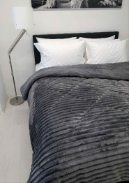 Κουβερτοπάπλωμα Flannel-Sherpa Υπέρδιπλο 220x240εκ. Comfort Wide Cut Dark Grey Le Blanc 7001051-16