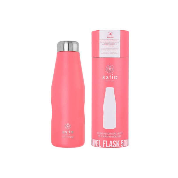 Θερμός-Μπουκάλι Ανοξείδωτο Fusion Coral Flask Save The Aegean Estia 500ml-7x7x22,3εκ. 01-9861