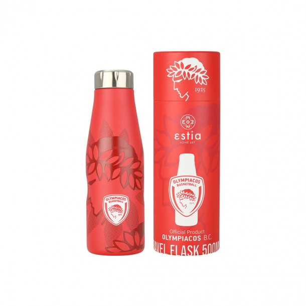 Θερμός-Μπουκάλι Ανοξείδωτο Travel Flask Olympiacos BC Edition 500ml-7x7x22,3εκ. Estia 00-27179