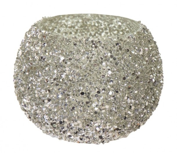 Κηροπήγιο Γυάλινο 16x12εκ. Strass Silver Art Et Lumiere 30538