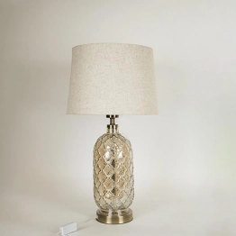 Φωτιστικό Επιτραπέζιο Μεταλλικό-Γυάλινο-Λινό Χρυσό-Μπεζ 33x60εκ. ESTHETI 757-10052