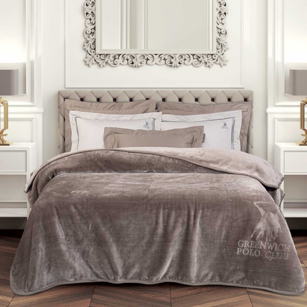 Κουβέρτα Βελουτέ Supersoft Μονή 160x240εκ. Essential 3497 Taupe Greenwich Polo Club