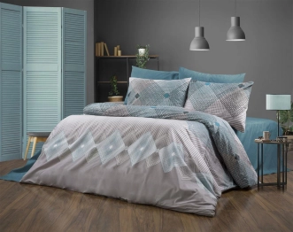 Πάπλωμα Polycotton Εμπριμέ Υπέρδιπλο 220x240εκ. Καλλιρόη 605 Grey-Petrol DimCol