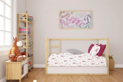 Σετ Σεντόνια 3τμχ Βαμβακερά Κούνιας 120x160εκ. Cloudy Bear 582 White-Pink DimCol