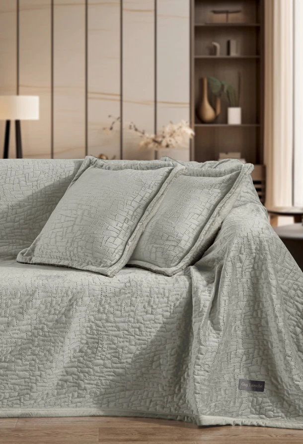 Ριχτάρι Πολυθρόνας Με Διακοσμητική Μαξιλαροθήκη 2 Όψεων 130x170εκ. Velvet Ultrasoft Καπιτονέ Bolzano Khaki Guy Laroche