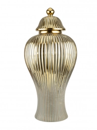 Βάζο Κεραμικό Με Καπάκι Γκρι-Χρυσό 19,5x41εκ. Zen Collection 24.12.50669