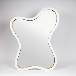 Καθρέπτης Τοίχου Ξύλινος Λευκός-Χρυσός 68,8x4,5x90,4εκ. ESTHETI 811-30002