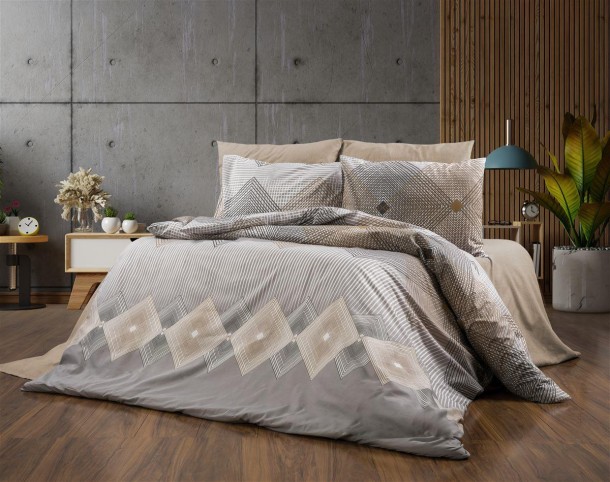Σετ Σεντόνια 4τμχ Polycotton King 240x270εκ. Καλλιρόη 603 Grey-Mocha DimCol